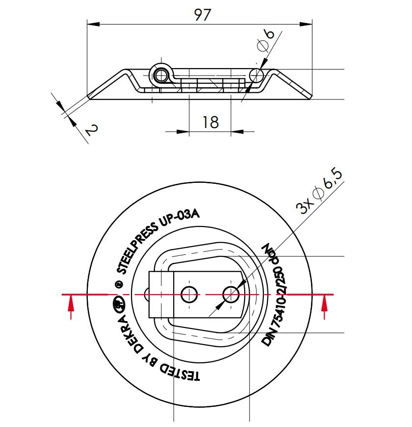 SPP Zurrmulde mit Ring, verzinkt